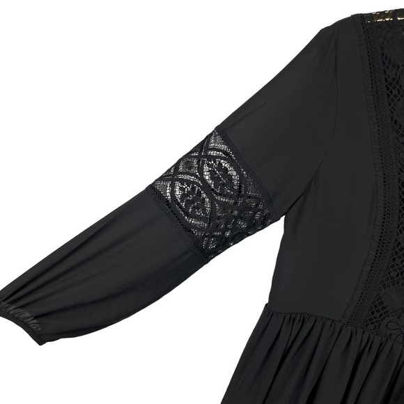 SANDRO PARIS LACE PANEL LONG SLEEVE V-NECK MINI DRESS - Picture 7 of 15